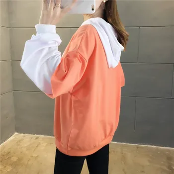 Harajuku Japāņu Sporta Krekls Sieviešu Apģērbu Rudens Apelsīnu Hoodies Raibs Džemperis Ar Garām Piedurknēm Brīvs Džemperis Pelēkā Vārna Sievietēm