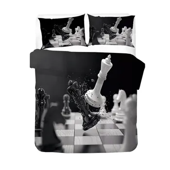 HELENGILI 3D Gultas Komplekts Starptautiskās Šaha Drukāt Duvet Cover Set Bedcloth ar Spilvendrāna Gulta Set Home Textiles #GJXQ02