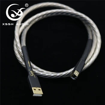 HiFI Hi-end A-B tipa USB kabeļi XSSH Audio DIY Vara Sudraba OFC tīra vara vadu USB A, USB B Audio kabelis Vadu Stieples