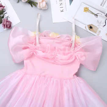 Iiniim Bērniem Balerīna Plecu Pie Pleca Dizaina 3D Ziedi Baleta Deju apģērbi Vingrošana Leotard Meitenes Tutu Kleita