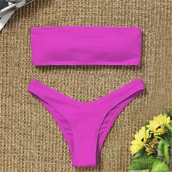 Ir 2021. Cietā Bikini Brazillian Peldkostīms Sievietēm Bikini Komplekts Sexy Divas Gabals Caurule Top Peldkostīmi Sieviešu Bather Peldēties Uzvalku Biquini 1224