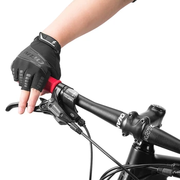 Izturīgs Melns Riteņbraukšana Anti-slip Anti-sviedri Vīrieši Sievietes Pusi Pirkstu Cimdi Elpojošs Anti-šoka Sporta Cimdi Bike Velosipēdu Cimdu