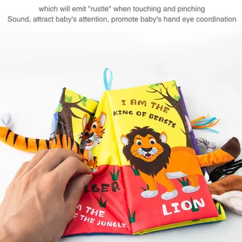 Jaundzimušo Mazuli ar Mīkstu Drāniņu, Grāmatas Sākumā Apguve Bērniem Izglītības Attīstības Rotaļlietas Interaktīvas Skaņas Papīra Dzīvnieku Atkritumproduktu Plīsumi grāmata