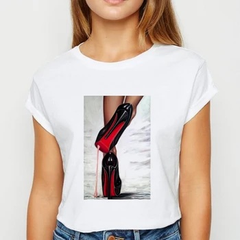 Jauno Modes T krekls Sievietēm augstpapēžu Smieklīgi Grafikas Iespiestas T-Krekls Femme Diezgan Mākslas Dizaina Gadījuma Sexy Vasaras Tshirt Sieviete