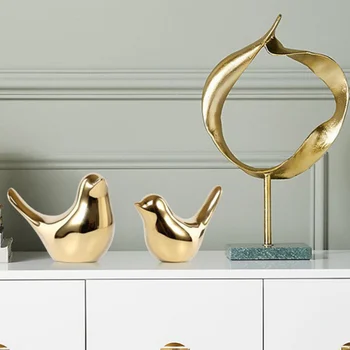 Jauno Radošo Zelta Rotājumiem Keramikas Zelta Putnu Figūriņas Abletop Dekorēšana Home Dekorēšanas Aksesuāri, Kāzu Rotas
