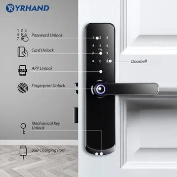 Jauns X6 Ūdensizturīgs tuya smartlife drošības pirkstu nospiedumu wifi smart durvju atslēga ar durvju zvanu uz Mājas dzīvokļu viesnīca