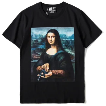 Jaunu 2019 Vīriešiem Jaunums Mona Lisa revolveris Klasisko T Krekli, T-Krekls Hip Hop Skrituļdēlis Iela Kokvilnas T-Krekli, t-veida Atzarojuma Top Kenye #066