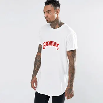 Jaunu BACKWOODS Hip Hop T Kreklu apdruka Vīriešu Sieviešu Harajuku T-Krekli Modes Vēstuli Print t-veida Topi, Streetwear Pagarināts kārta hem krekls