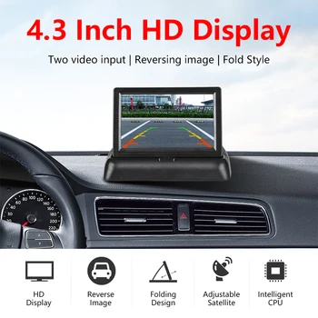 JMCQ 4.3 collu HD Displejs Salokāms Auto Monitors TFT LCD Kameras, Atpakaļgaitas Kameras Ekrānam, Parkošanās Sistēmu Automobiļa Atpakaļskata Monitoru