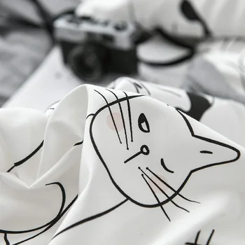 Karikatūra Kaķis Gultas Piederumi, Kokvilnas Komplekts Kawaii Mierinātājs, Gultas Komplekti Sievietēm Meitene Karalis Dvīņu Queen Izmēra Gultas Palagus Un Spilvendrānas