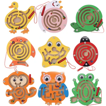 Koka Dzīvnieku Smadzeņu Labirintu Rotaļlietas Bērniem Magnētisko Labirints, Rotaļlietas Bērniem, Koka Puzzle Spēles Rotaļlietas Bērnu Izglītības Montessori Mācību Rotaļlietas
