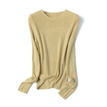 Korejas O kakla džemperis sieviešu džemperi džemperis rudens 2020. gadam vienkāršu, vienkrāsainu garām piedurknēm adīts vilnas džemperi, džemperi sieviete