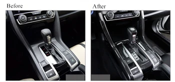 LHD Auto Konsoles Pārnesumu Pārslēgšanas Apdares Komplekts ABS Oglekļa Šķiedras Stila Interjeru Apdare Piederumi Honda Civic 2019 2018 2017 2016