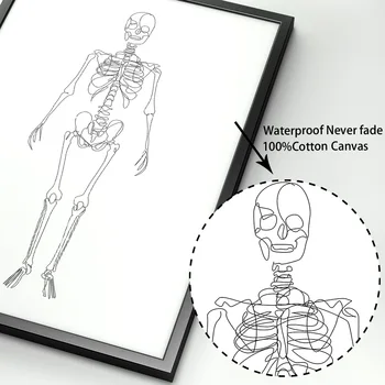 Līniju Zīmēšana Cilvēka Anatomija Smadzenes, Skelets, Wall Art Audekls Gleznošanai Ziemeļvalstu Plakāti Un Izdrukas Sienas, Attēlus Dzīvojamā Istaba Dekori