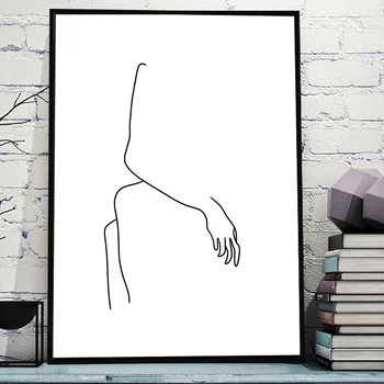 Līniju Zīmēšanas Seksīga Meitene Ķermeņa Abstraktās Glezniecības Ziemeļvalstu Plakāti Un Izdrukas Sienas Mākslas Audekls Krāsošana Sienas, Attēlus Dzīvojamā Istaba