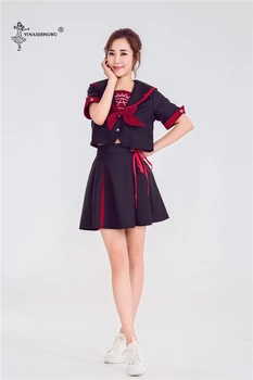 Meitenes, Japāņu Skolas Formas tērpu Lady Sieviešu Grupa Jūrnieks Masta Dāma Komanda Dejas Halloween Kostīmi 2-gabals, kas Ar Kaklasaiti