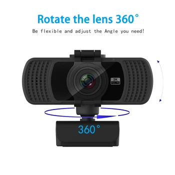 Melns 2K HD Auto Fokusa Kameru, iebūvētu Mikrofonu DATORU, Klēpjdatoru USB Kameras Portatīvie Video Zvanu Mini Kameras Perifērijas Web Kameras