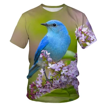 Modes brīvs dzīvnieku, putnu vīriešu t-krekli smieklīgi papagailis putnu 3d drukas gadījuma T-krekls vasaras elastīgs, elpojošs, augstas kvalitātes Tshirt