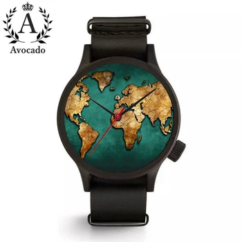 Modes Pasaules Kartē Skatīties Ceļot Pasaulē, Rokas Kvarca Kustība Ilgi Ādas Watchband Dāmas Sieviešu Taimeris
