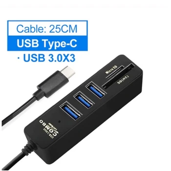 Multi USB Hub USB 3.0 C Hub USB Sadalītājs 3.0 C Tipa Rumbu 3 Portu USB-C Hab Ar SD Karšu Lasītājs, Viss Vienā Datoru, Klēpjdatoru Doks