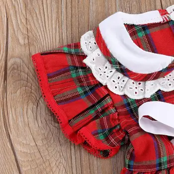 MUMS Chrismtas Apģērbs Mazulim Meiteņu Drēbes Izlīdzināšanu Piedurknes Izšūta Mežģīņu Kleita ar Loku Tērpiem Ziemassvētku Kleita 1-6years