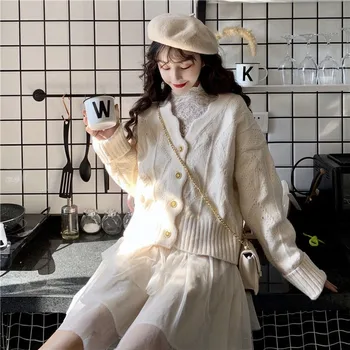 Novāktajiem Jaka Džemperi Sievietēm Jauki Elegants, Vienkāršs Cietā Tautas Korejas Šiks Dāmas Trikotāža Moderns Ikdienas Meitenes Kritums Apģērbu