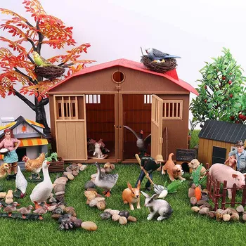 Oenux Simulācijas Lauksaimniecības Dzīvniekiem, Cūku, Aitu, Zirgu, Govju Trušu Rīcības Attēls Mājputniem, Lauksaimniecības Dzīvnieku Māju Miniatūras Modeli, Rotaļlietas Bērniem, Dāvanu