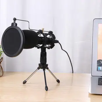 Par kondensatora Mikrofons USB mikrofonu komplekts Studijas mikrofons, locīšanas stand statīvu filtra sūklis, par PS4 spēle datoru YouTube