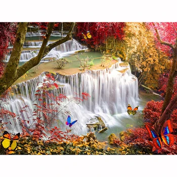 Pilna apaļu Dimants, Krāsošana Skaistas Meža Upju 5D DIY Dimanta Izšuvumi Priekšstatu Par Rhinestone Dekori Mājas dāvanu