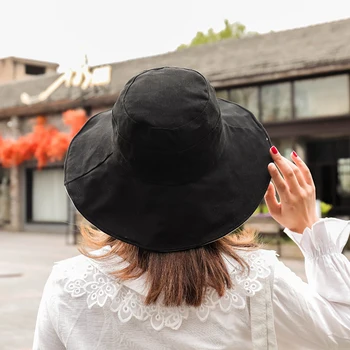 Pilnīgi Jaunas Cepures Sievietēm Dubultā sānu nēsā Spaini Cepures Sieviešu Streamer Saule Klp Lielu Malām Sunbonnet Fedoras Vasaras Pludmales Cepure