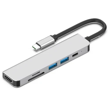 Portatīvo USB 3.0 High Speed Ostas Tipa C Hub Usb-C 4K 30HZ HD Klēpjdatoru PD Uzlādes SD &TF Card Reader for MacBook Pro
