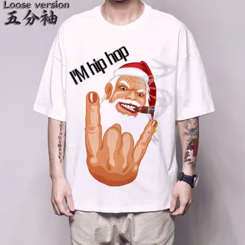 Priecīgus Ziemassvētkus Santa Claus T Krekls Santa Tēvs Smieklīgi T-Krekls Lasījumā, uz Skursteņa Hipster Dizains Pusi Piedurknēm Tee