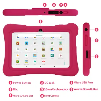 PRITOM K7 7 collu Bērniem Tablete Android PC 10.0 1GB RAM, 16GB ROM Četrkodolu Tabletes, WiFi, Bluetooth, Dual Kamera ar Bērniem Tablete Gadījumā