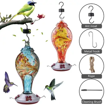 Putnu Pakārtotā Kolibri Krāsotas Karājas Dārza Savvaļas Putnu Dzeramā Strūklakas Rokām veidotu Stikla Kolibri Ūdens Barošanas Ierīce