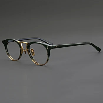 Roku Darbs Titāna Acetāts Brilles Rāmis Vīriešu, Sieviešu Retro Apli Apaļas Brilles Pārredzamu Optisko Tuvredzība Recepšu Brilles