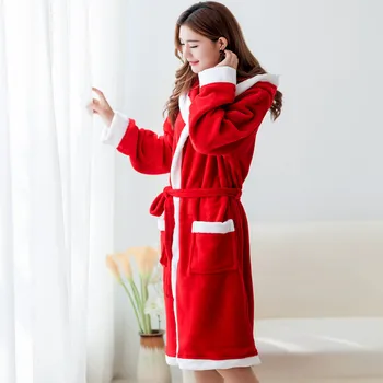 Rudens Ziemas Sabiezējums Plus Lieluma Drēbes Vīriešiem/Sievietēm Ziemassvētku Sarkans Naktskrekls Peldmētelis Atpūtas Lounge Negligee Sleepwear
