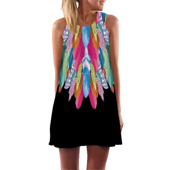 SAGACE Sexy vasaras pludmales kleita Sievietēm 2019 modes Zaudēt Vasaras Vintage Kleita bez Piedurknēm 3D Ziedu Drukāt Bohe Īss Mini Kleita