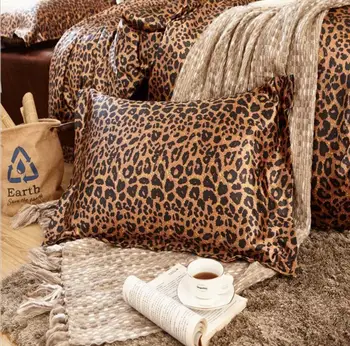 Sexy Leopards Drukāt atdarina zīda Spilvena Segums 48x74 Taisnstūra Gultas, Spilvens Gadījumā tīrtoņa Krāsas Satīna Mājas Dekoratīvā Spilvendrāna