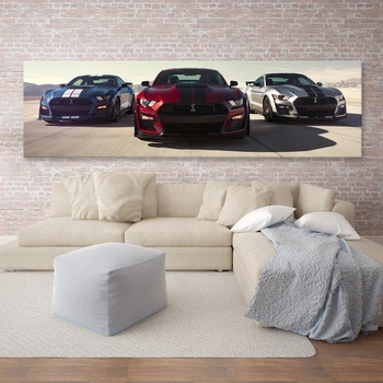 Sienas Mākslas Ainu Sporta auto Gleznas HD Drukāt 1 Panelis Banner Luksusa Automašīnām Ford Mustang Shelby Gt500 Mājas Dekoru Krāsošana Dzīvojamā Istaba