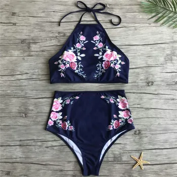 Sieviešu Push-Up Polsterētām Krūšturis Beach Bikini Komplekts Sexy Peldkostīms Drukāšanas Peldkostīmi 