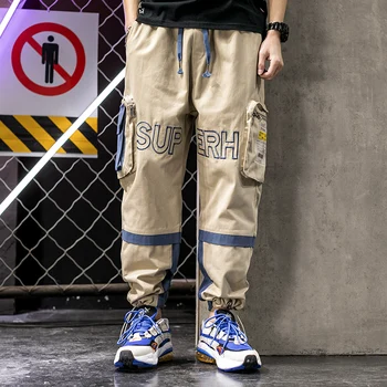 SingleRoad Mens Kravas Bikses Vīriešu Modes 2020. Gadam Raibs Sānu Kabatas Joggers Hip Hop Japāņu Streetwear, Garās Bikses Vīriešiem
