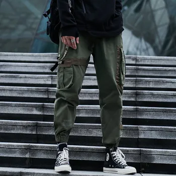 SingleRoad Mens Kravas Bikses Vīriešu Modes 2021. Gada Pavasarī Sānu Kabatas Hip Hop Harajuku Joggers Japāņu Streetwear, Garās Bikses Vīriešiem
