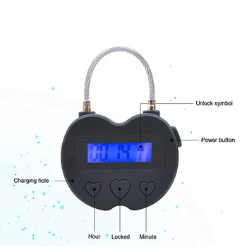Smart Laiks Bloķēšana LCD Displejs Time Lock Daudzfunkciju Ceļojumu Elektronisko Taimeri, Ūdensizturīgs USB Lādējamu Pagaidu Taimeris, Slēdzenes