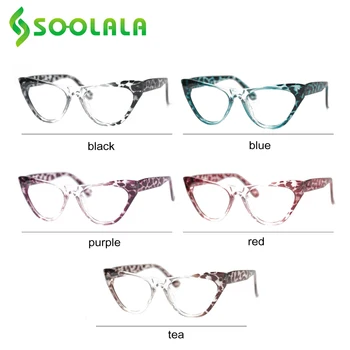 SOOLALA Cat Eye Lasīšanas Brilles Sieviešu Modes Jaunas, Leoparda Raksts Cateye vecuma tālredzība Brilles Brilles Lasījumā +0.5 4.0