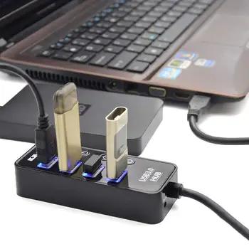 Super Ātrums, 4 Porti USB 3.0 Hub Powered USB Sadalītājs Ar 1 USB Uzlādes Ostas Individuālie On/Off Slēdži Ar AC Barošanas Adapteri
