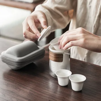 TANGPIN keramikas tējkanna ar 2 tases gaiwan teacup tējas komplekti portatīvie ceļojumu tējas komplekts drinkware