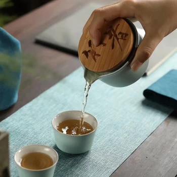 TANGPIN keramikas tējkanna gaiwan ar 3 tases gaiwan tējas komplekti portatīvie ceļojumu tējas komplekti