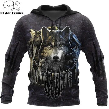 Tumsa Dreamcatcher Wolf 3D Iespiesti Vīriešiem, Hoodies sporta Krekls Unisex Streetwear Rāvējslēdzēju Džemperis Ikdienas Jaka Treniņtērpi KJ0182