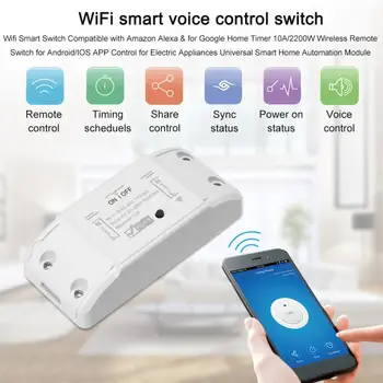 Tuya WiFi Smart Slēdzi, Bezvadu Tālvadības Slēdzis Modulis Smart Home 10A/2200W nedegošas ABS Elektriskās Iekārtas