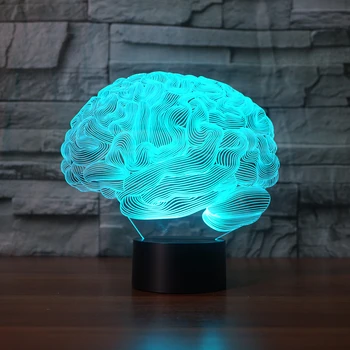 USB Jaunums Gaismas Cilvēka Smadzenes Carebellum 3D Optiskā Ilūzija Lampu 7 Krāsu Maiņa Nightlight Touch, Galda, Galda Gaismas Mājas Dekoru